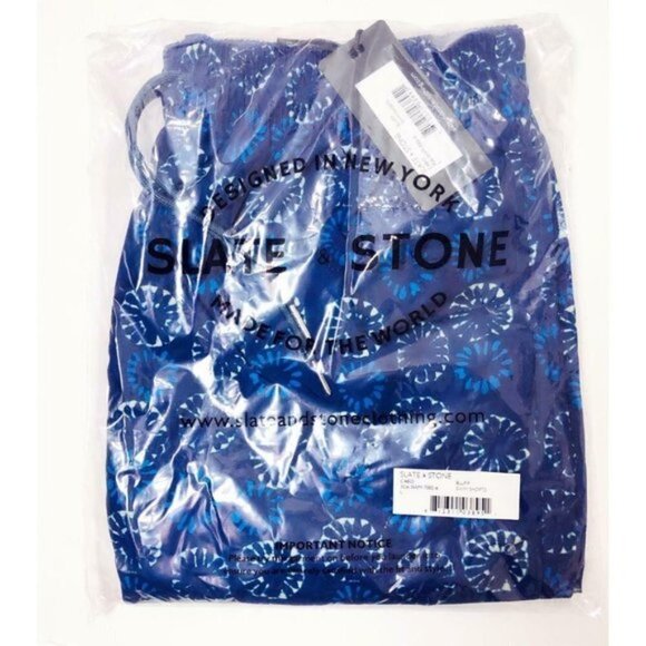 Slate & Stone Mens Blue Geo Print Pockets Swim Trunks Swimwear Sz L New - Picture 4 of 8